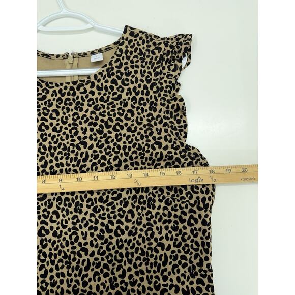 Old Navy Womens Dress Size Large Brown Animal Print Cap Ruffle Sleeve NWT - Picture 7 of 10